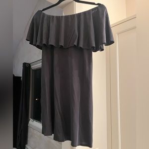 Bloomingdales Aqua mini off shoulder black dress with pockets